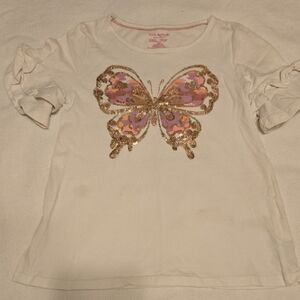 Isaac Mizrahi White Tee with Gold and Purple Butterfly